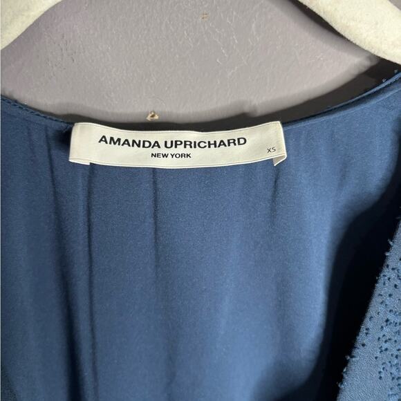 Amanda Uprichard Navy Blue Wrap and Puff Sleeve Bodysuit Size XS - Picture 4 of 7